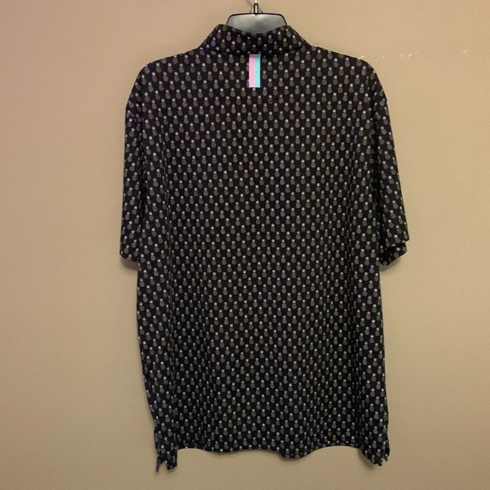 Rhoback The Pineapple Men’s Short Sleeve Performance Polo Classic Black Large - Picture 2 of 12